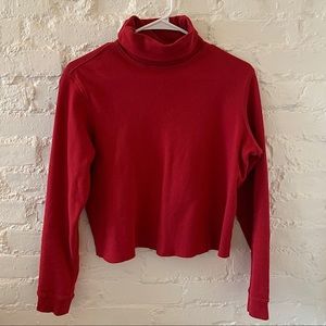 Vintage Red Cotton Cropped Turtleneck
